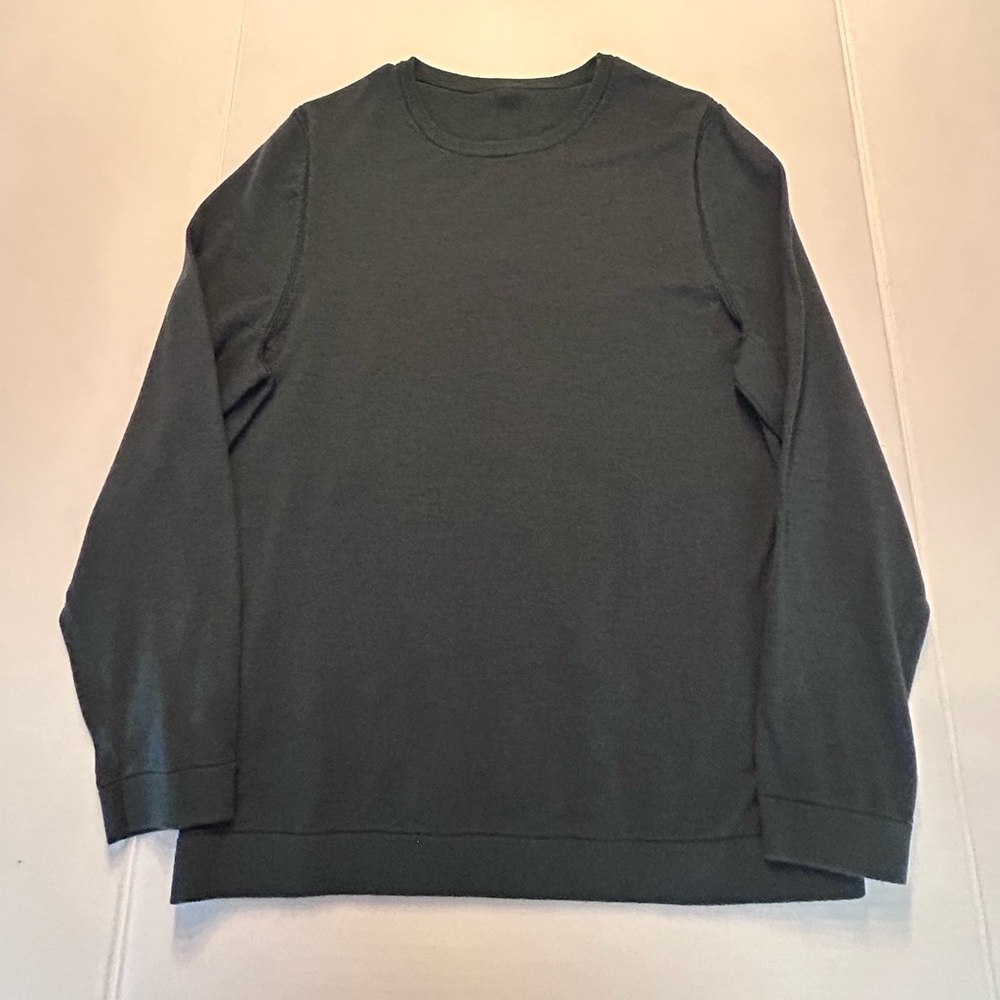 Men’s lululemon new venture crewneck sweater Heathered Storm Teal Green Sz Large